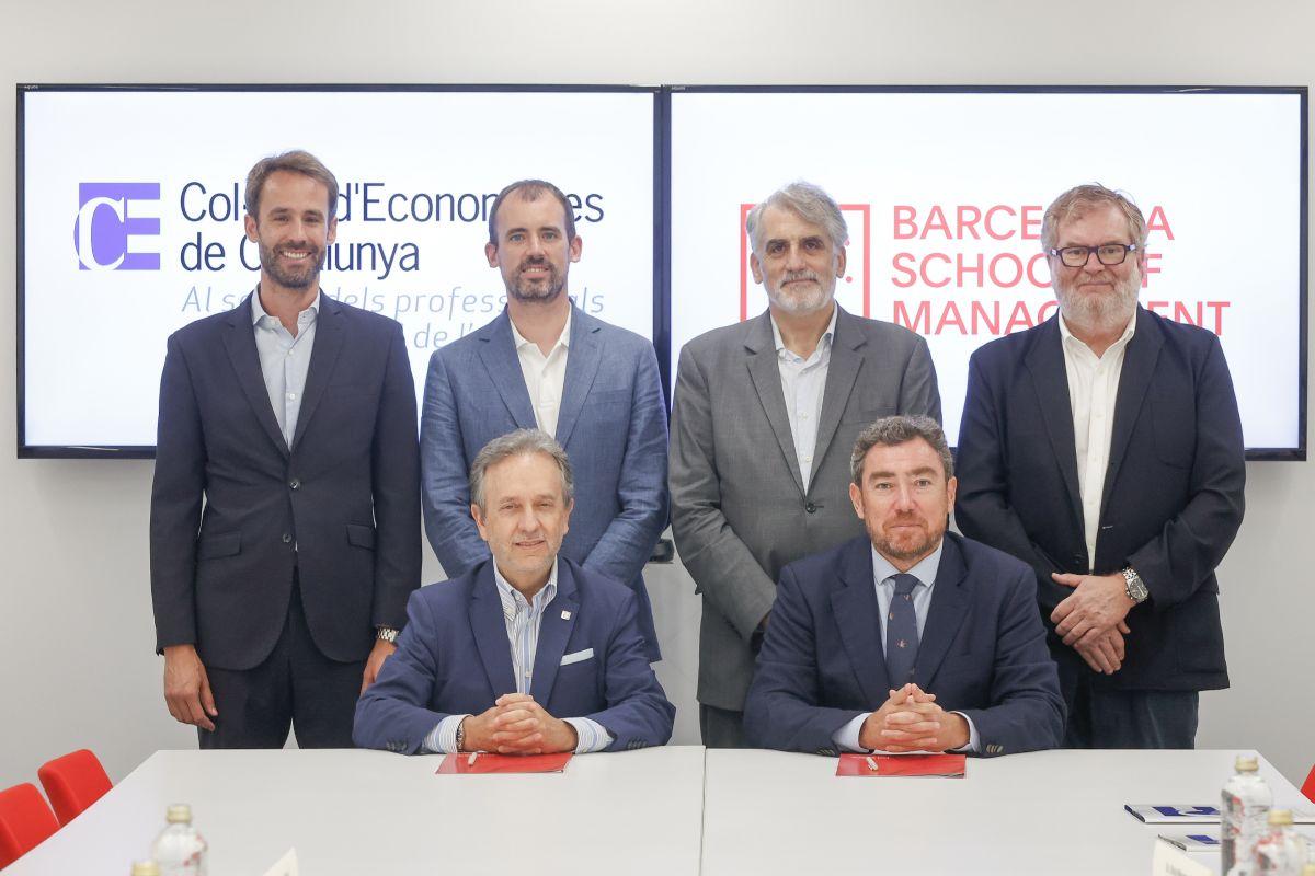 En representación de la UPF-BSM: Jose M. Martinez-Sierra, Ramon Bastida i Oriol Montanyà. En representación del Col·legi d’Economistes de Catalunya: Carlos Puig De Travy, Maurici Olivé Riu i Martí Garcia Pons.